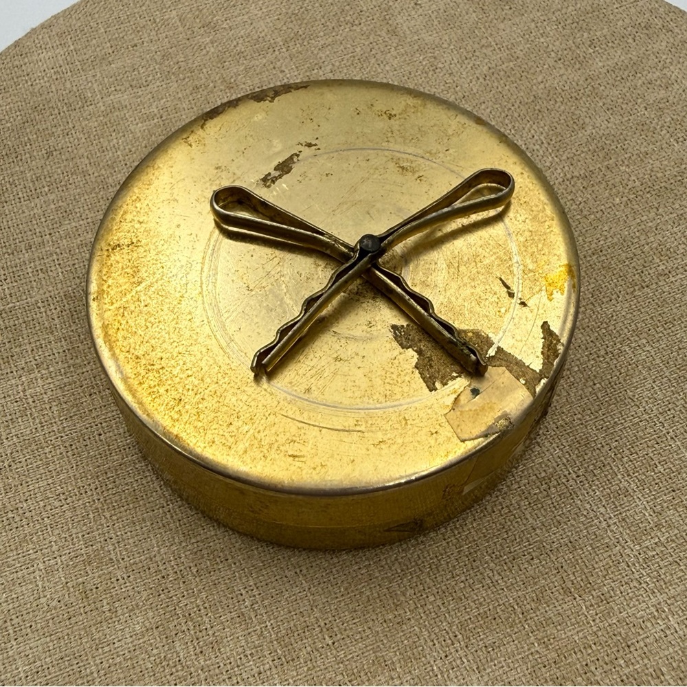 Vintage Napier pat pending Gold Metal Tin